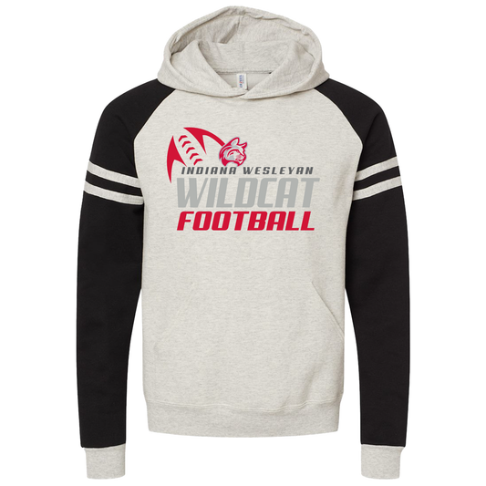 IWU Football Angle Varsity Hoodie Oatmeal Black
