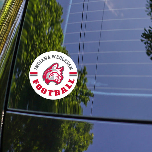 IWU Wildcat Football Circle Decal 4"