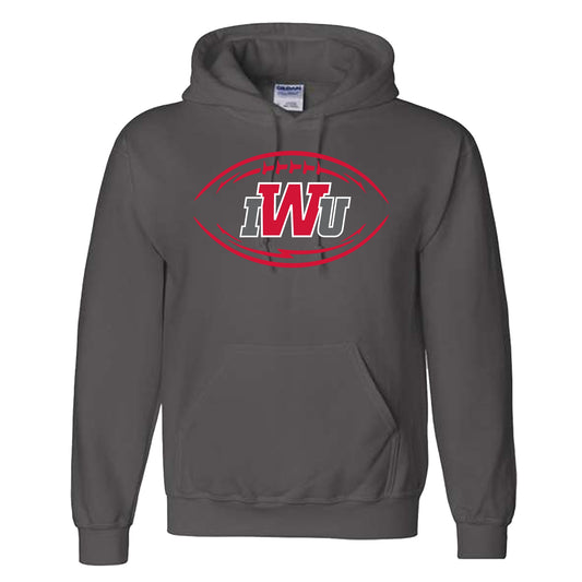 IWU Football Logo Hoodie Charcoal