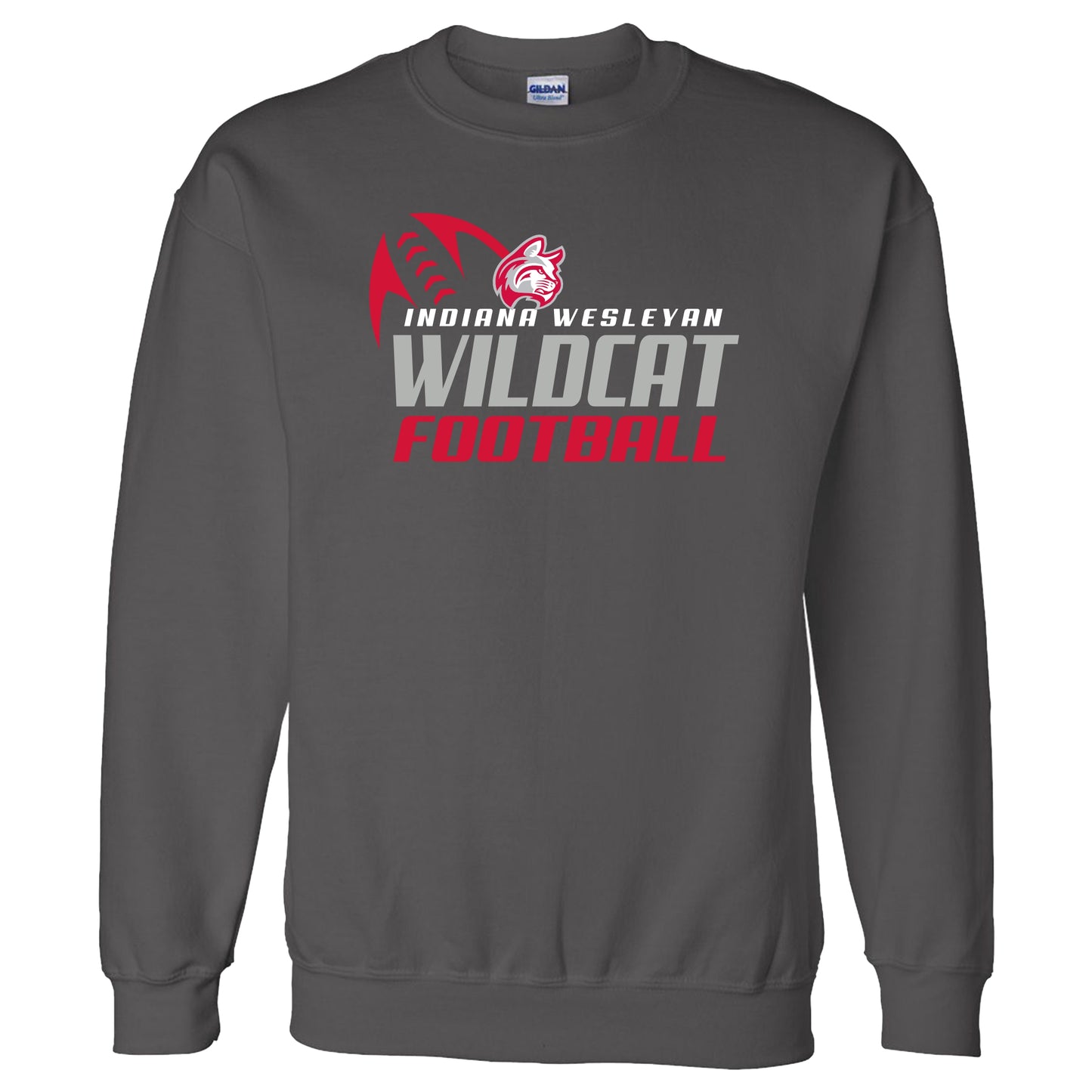 IWU Football Wildcat Angle Crewneck Sweatshirt Charcoal