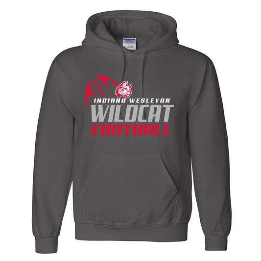 IWU Football Wildcat Angle Hoodie Charcoal