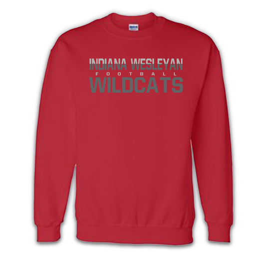 IWU Football Wildcat Split Crewneck Sweatshirt Red