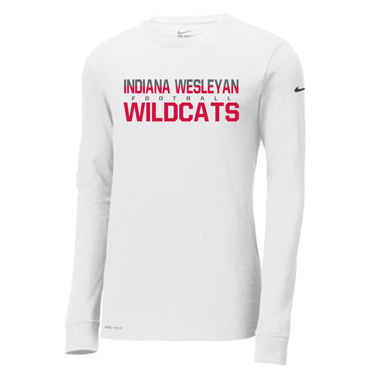 IWU Wildcat Football Color Split Nike Long Sleeve Tshirt White